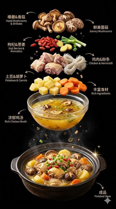 #1474 인기 있는 버섯 닭고기 조림 참고 이미지