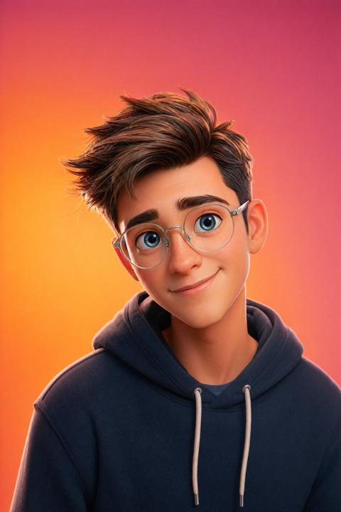 #1508 표현력 있는 파란 눈의 Pixar 스타일 3D 초상 참고 이미지