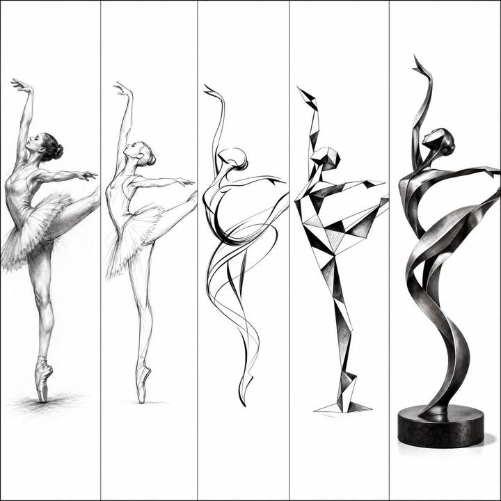 #1526 다섯 패널로 변형되는 발레리나 참고 이미지