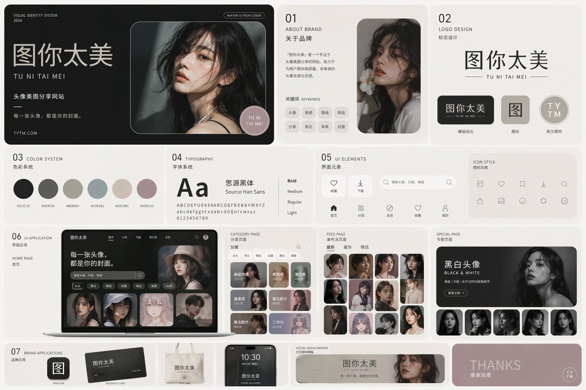 #188 다크 미니멀 아바타 사이트 VI 시스템 참고 이미지