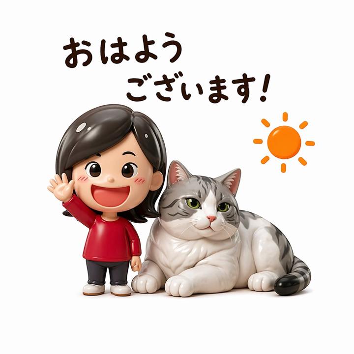 #1384 귀여운 아침 인사 피규어 스티커 참고 이미지