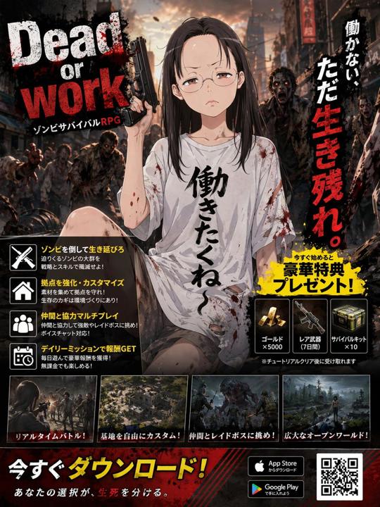 #1445 僵尸生存 RPG 动漫风格ファン 고해 참고 이미지