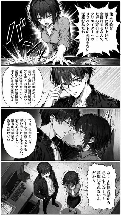 #1297 오피스 만화 갈등 장면(모자이크 처리) 참고 이미지