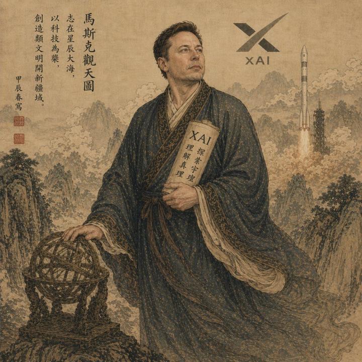 #1361 XAI 테마를 융합한 중국 고대 학자 참고 이미지