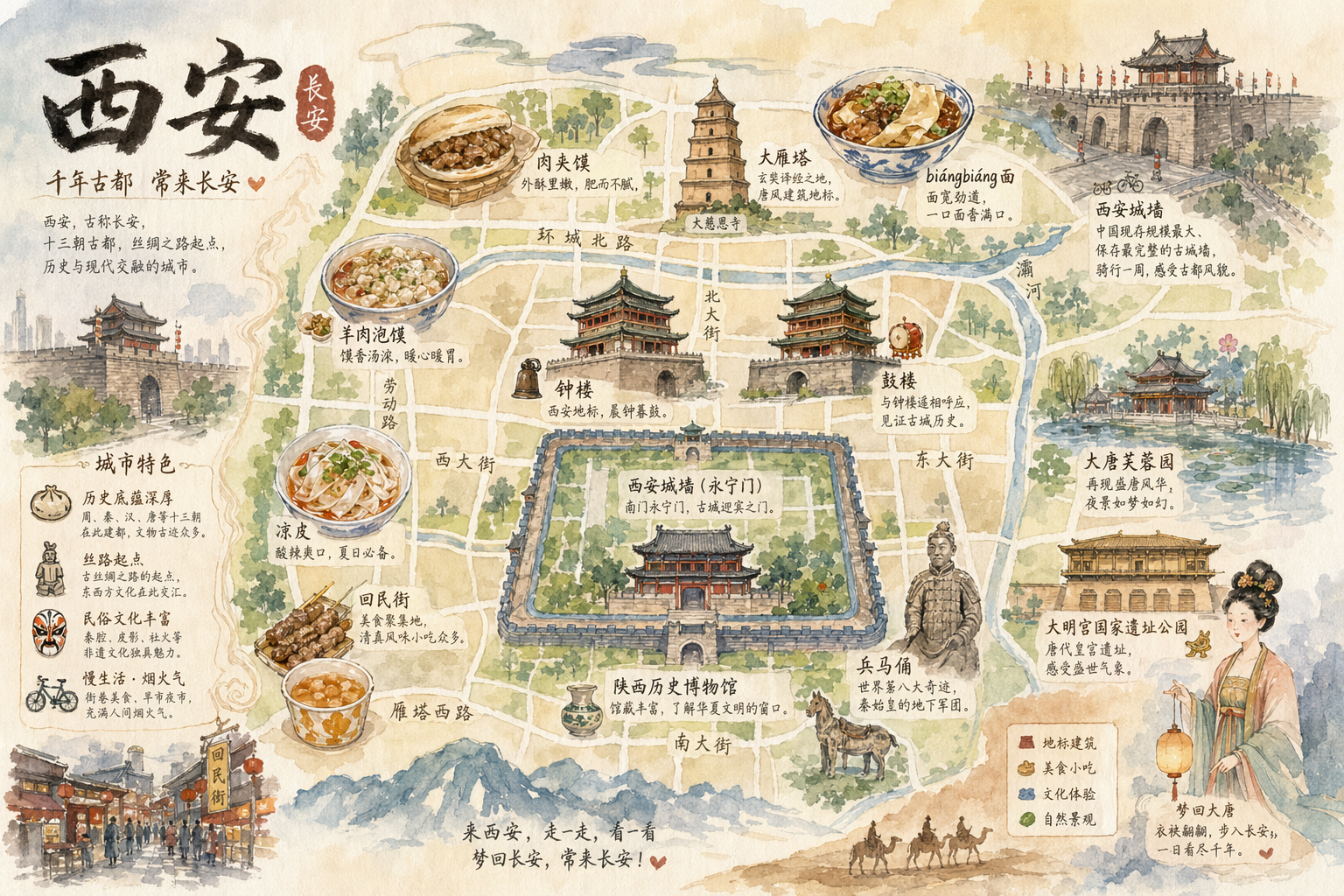 #331 한국 도시 손그림 수채 도시 지도 (시안→경주/전주 등) 참고 이미지