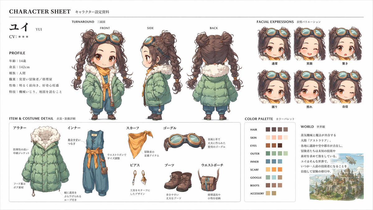 #270 캐릭터 시트 (공식 설정 자료) 참고 이미지