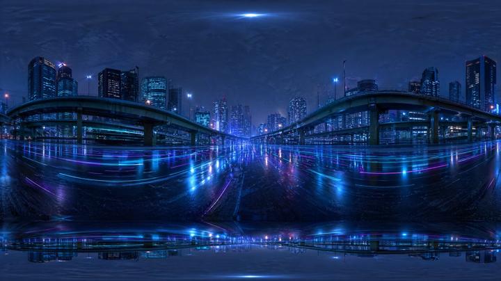#1362 사이버펑크 도시 고속도로 HDRI 참고 이미지
